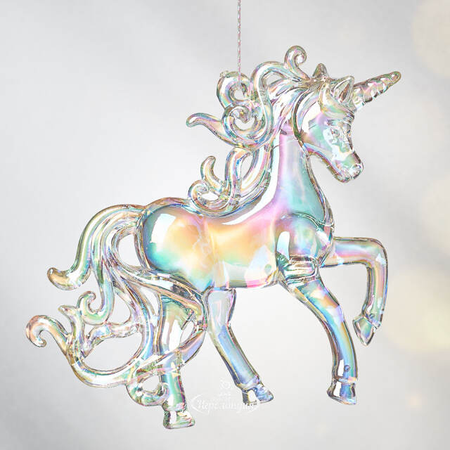 Елочная игрушка Единорог Аэльго с перламутровой гривой 9 см, 2 шт, подвеска Koopman