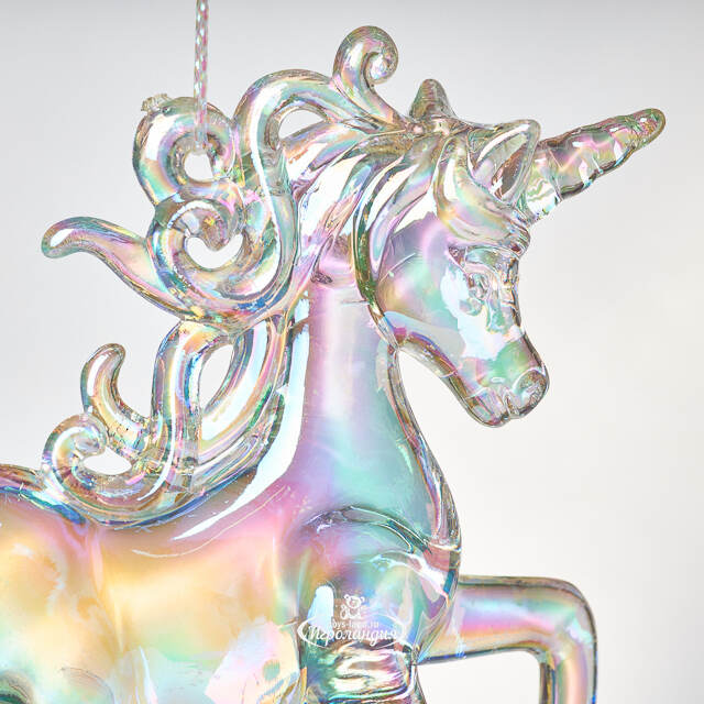 Елочная игрушка Единорог Аэльго с перламутровой гривой 9 см, 2 шт, подвеска Koopman