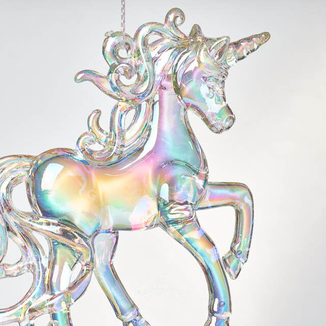 Елочная игрушка Единорог Аэльго с перламутровой гривой 9 см, 2 шт, подвеска Koopman