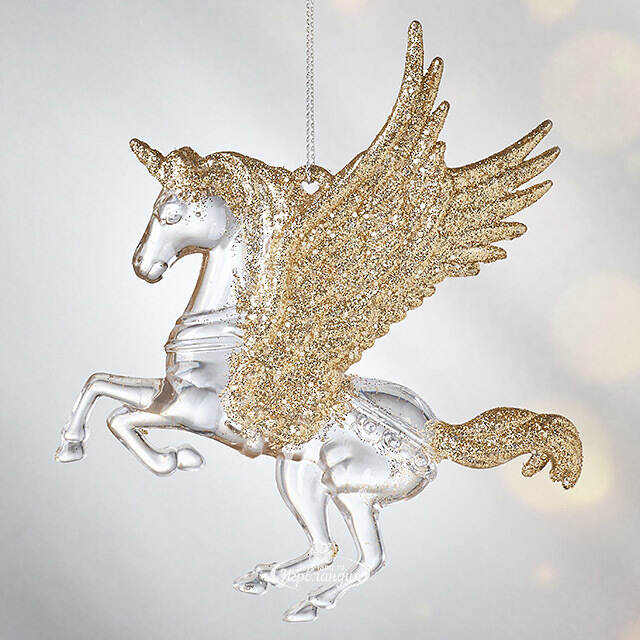 Елочная игрушка Единорог Ганэль с золотыми крыльями 15 см, 2 шт, подвеска Koopman