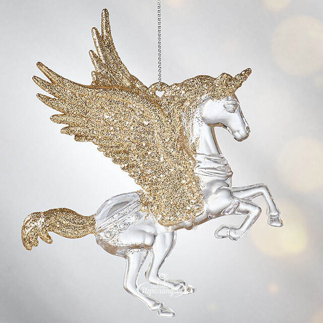Елочная игрушка Единорог Ганэль с золотыми крыльями 15 см, 2 шт, подвеска Koopman