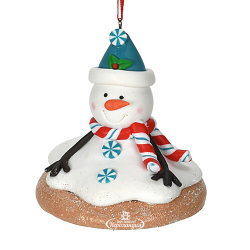 Елочная игрушка Снеговик Лука в шапочке 8 см, подвеска Koopman
