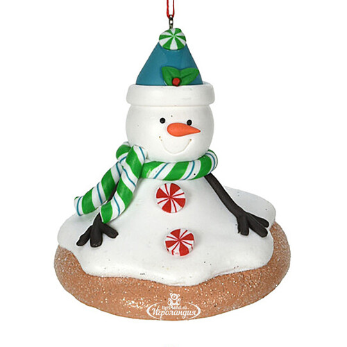 Елочная игрушка Снеговик Лучиано в шапочке 8 см, подвеска Koopman