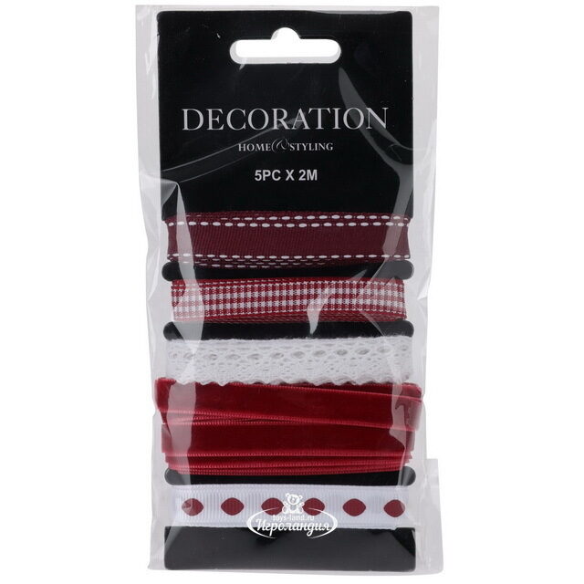 Набор лент для упаковки подарков Rouge et Blanc 200*1 см, 5 шт Koopman