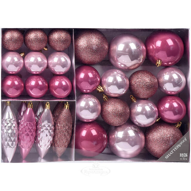 Набор пластиковых шаров Charmic - Ягодная Карамель 5-12 см, 31 шт Koopman