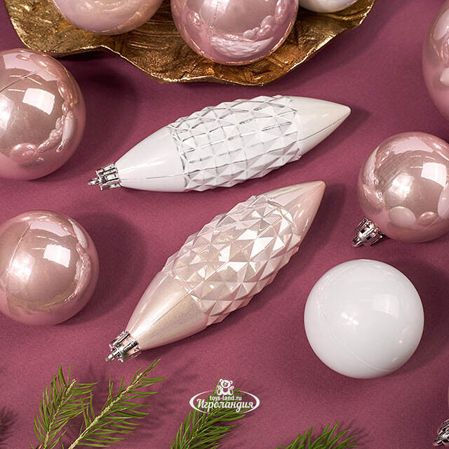 Набор пластиковых шаров Charmic - Жемчужная Роза 5-12 см, 31 шт Koopman