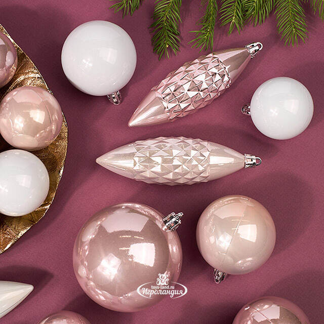 Набор пластиковых шаров Charmic - Жемчужная Роза 5-12 см, 31 шт Koopman