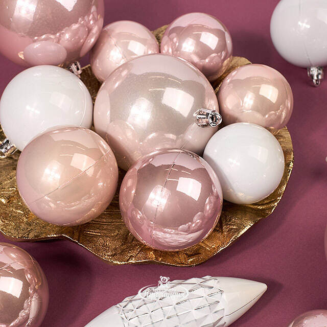 Набор пластиковых шаров Charmic - Жемчужная Роза 5-12 см, 31 шт Koopman