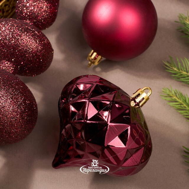 Набор пластиковых шаров с верхушкой Сен-Дени бордовый, 19 шт Koopman