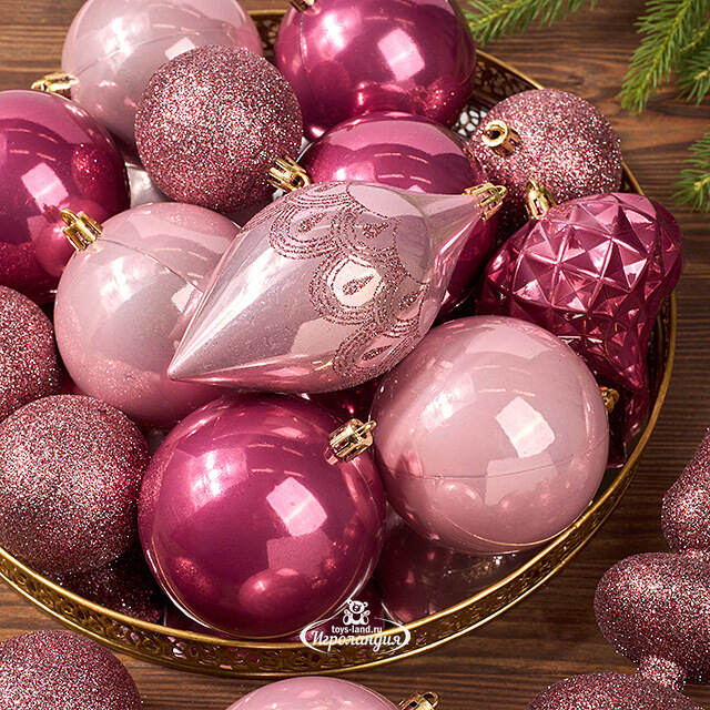 Набор пластиковых шаров с верхушкой Сен-Дени - Ягодная Карамель, 19 шт Koopman