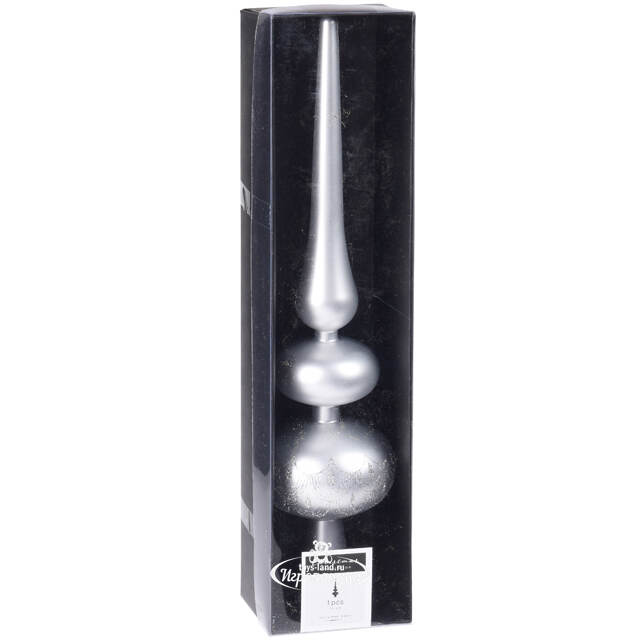 Верхушка на елку Сант-Анджело 30 см серебряная матовая Koopman