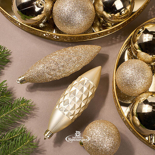 Набор пластиковых шаров Charmic - Золотой Мендерес 5-12 см, 31 шт Koopman