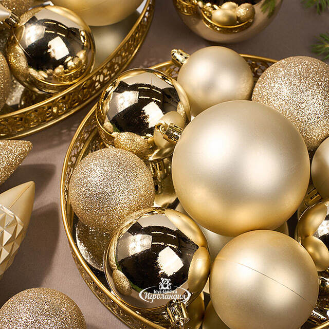 Набор пластиковых шаров Charmic - Золотой Мендерес 5-12 см, 31 шт Koopman