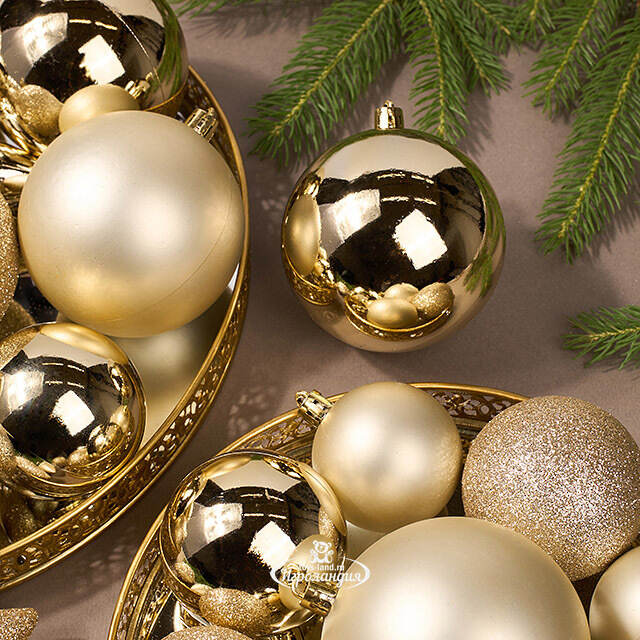 Набор пластиковых шаров Charmic - Золотой Мендерес 5-12 см, 31 шт Koopman