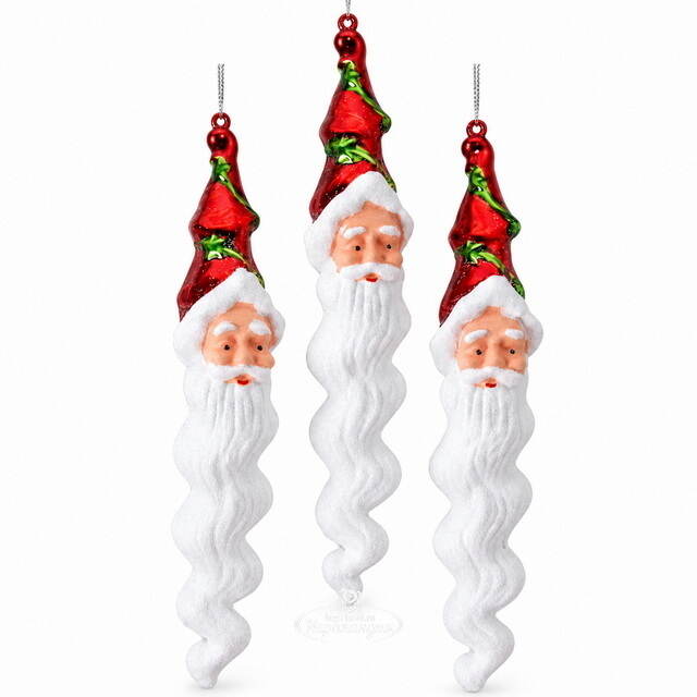 Елочные игрушки Сосульки - Санта Клаус 22 см, красный, 3 шт Koopman (Купман)