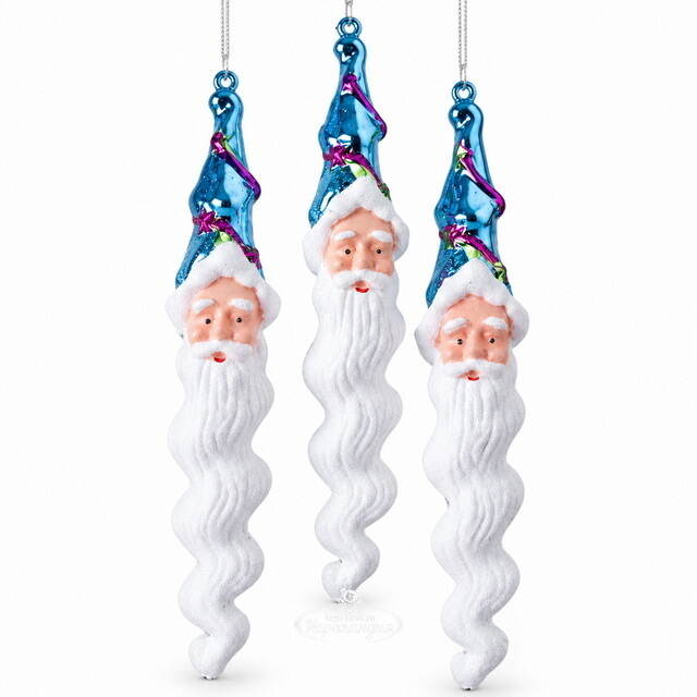 Елочные игрушки Сосульки - Санта Клаус 22 см, голубой, 3 шт Koopman (Купман)