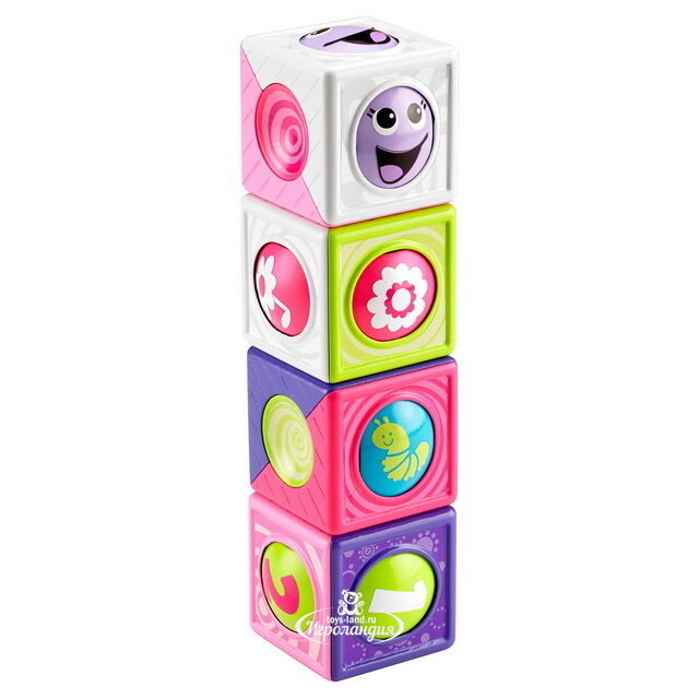 Развивающая игрушка Волшебные кубики, 4 шт, сиренево-розовый Fisher Price (Фишер Прайс)