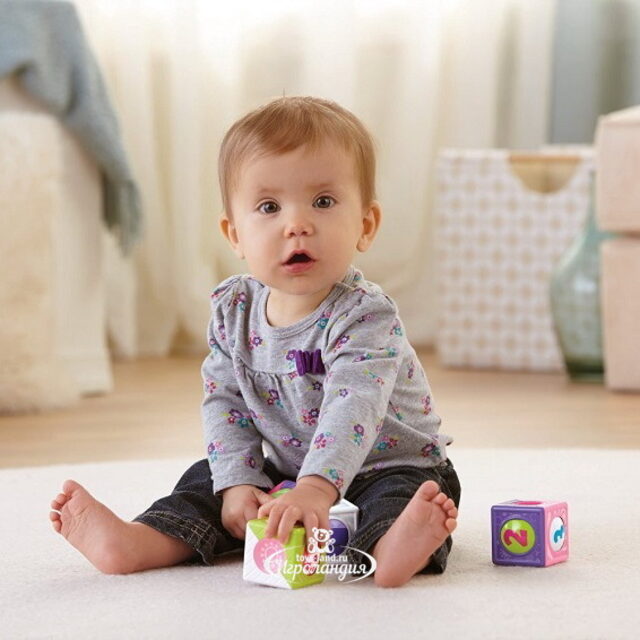 Развивающая игрушка Волшебные кубики, 4 шт, сиренево-розовый Fisher Price (Фишер Прайс)