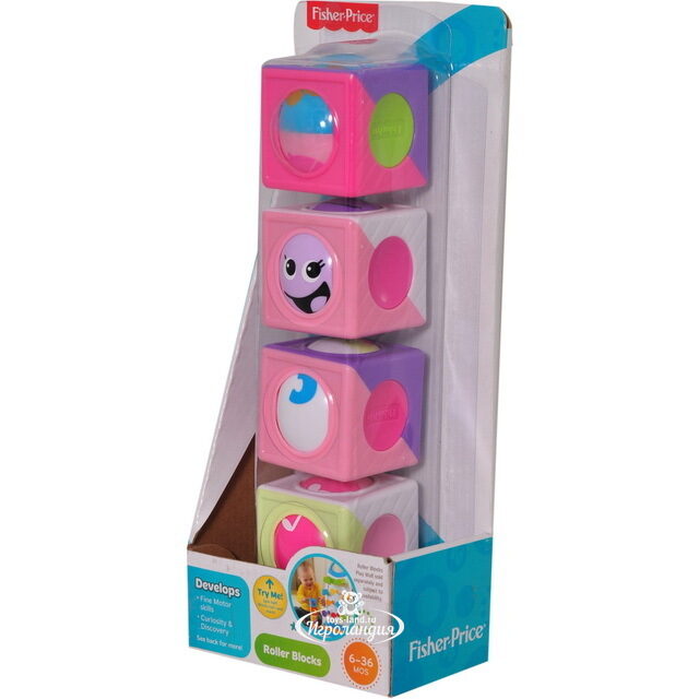 Развивающая игрушка Волшебные кубики, 4 шт, сиренево-розовый Fisher Price (Фишер Прайс)
