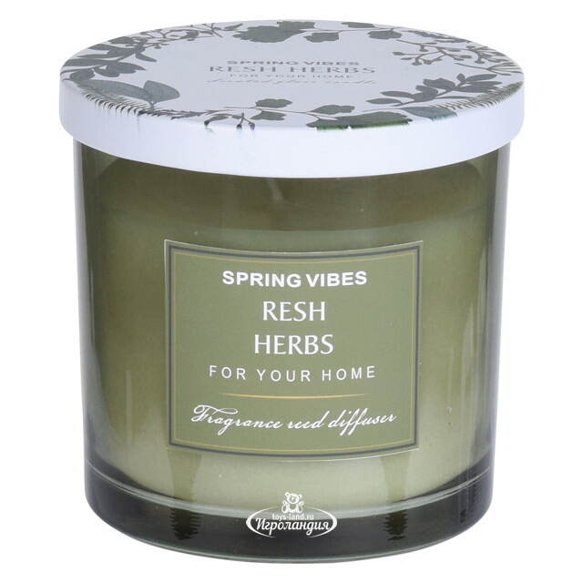 Ароматическая свеча Melania - Fresh Herbs 10 см, в стеклянном стакане Koopman