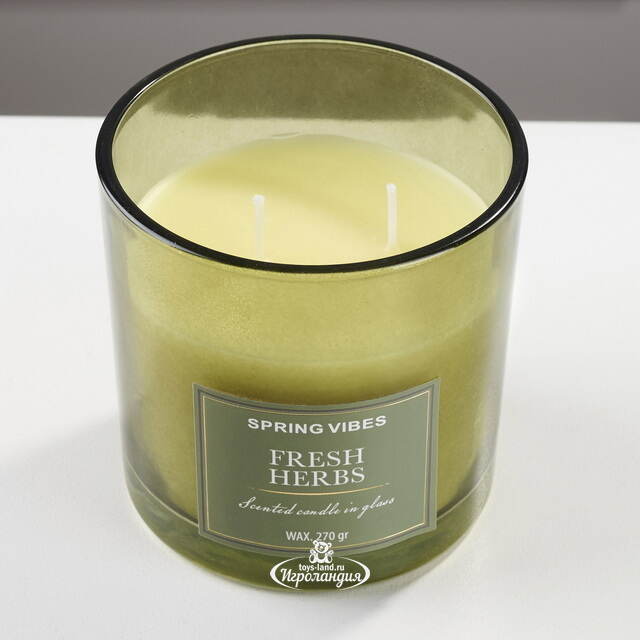 Ароматическая свеча Melania - Fresh Herbs 10 см, в стеклянном стакане Koopman