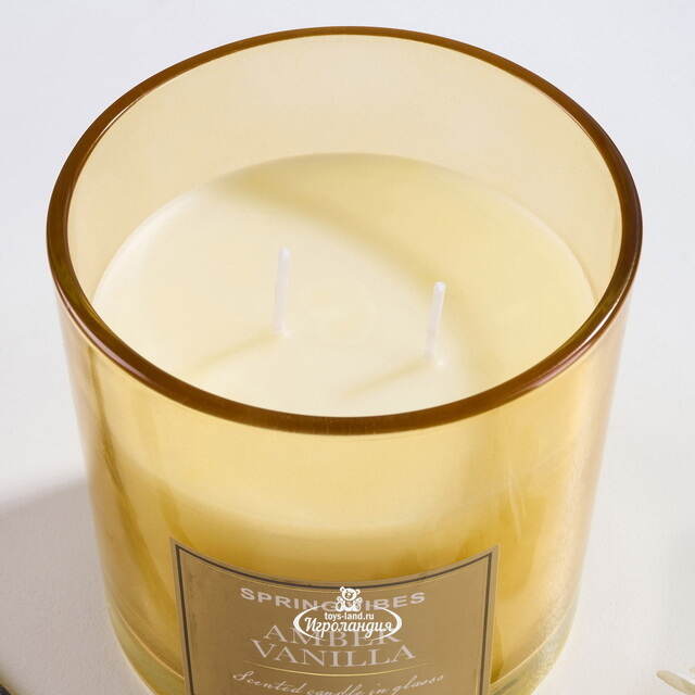 Ароматическая свеча Melania - Amber Vanilla 10 см, в стеклянном стакане Koopman