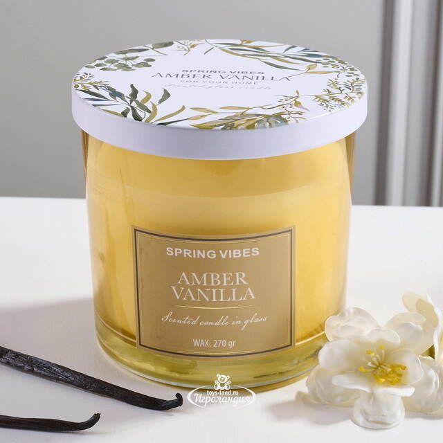 Ароматическая свеча Melania - Amber Vanilla 10 см, в стеклянном стакане Koopman