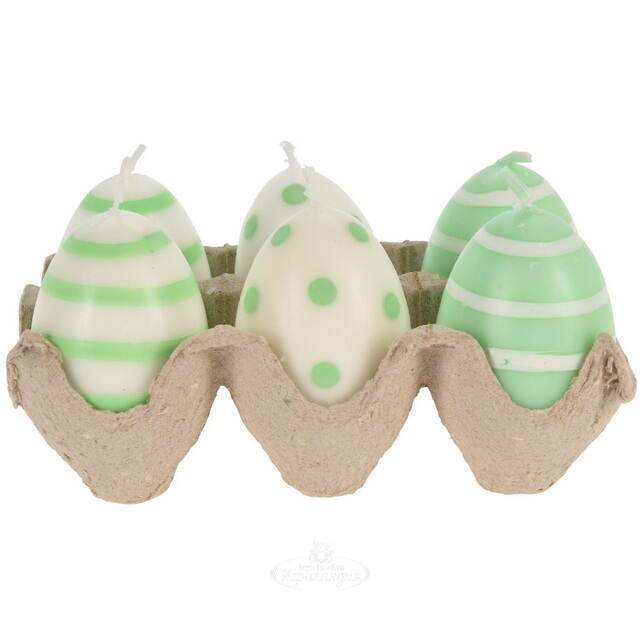 Пасхальные свечи Яйца: Bright Easter 6 см зеленые, 4 шт Koopman