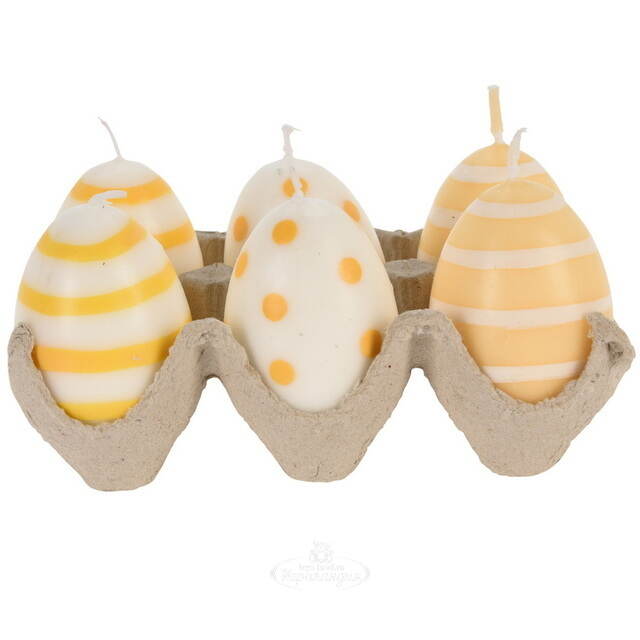 Пасхальные свечи Яйца: Bright Easter 6 см желтые, 4 шт Koopman
