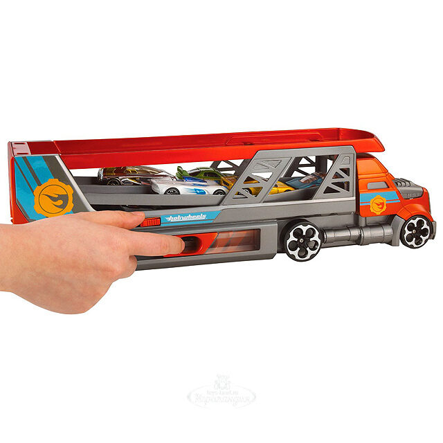 Автовоз - пускатель Hot Wheels 51*13*9 см 3 машинки Mattel