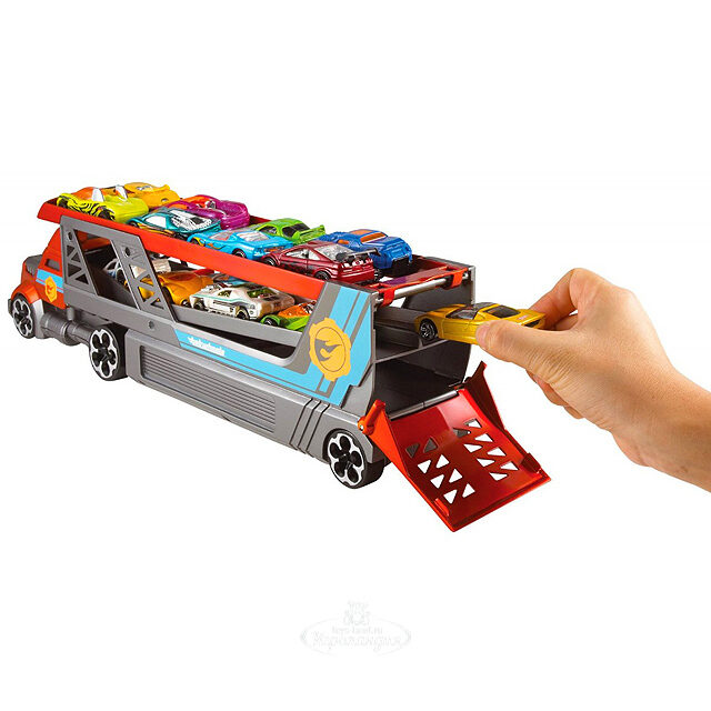 Автовоз - пускатель Hot Wheels 51*13*9 см 3 машинки Mattel