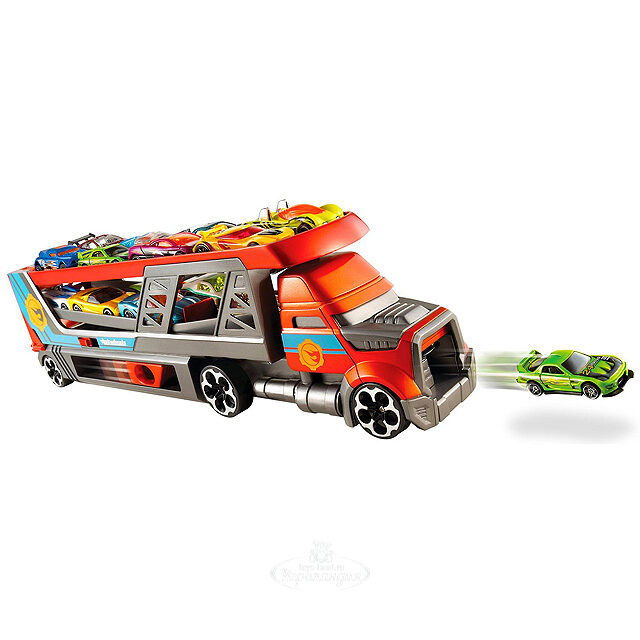 Автовоз - пускатель Hot Wheels 51*13*9 см 3 машинки Mattel