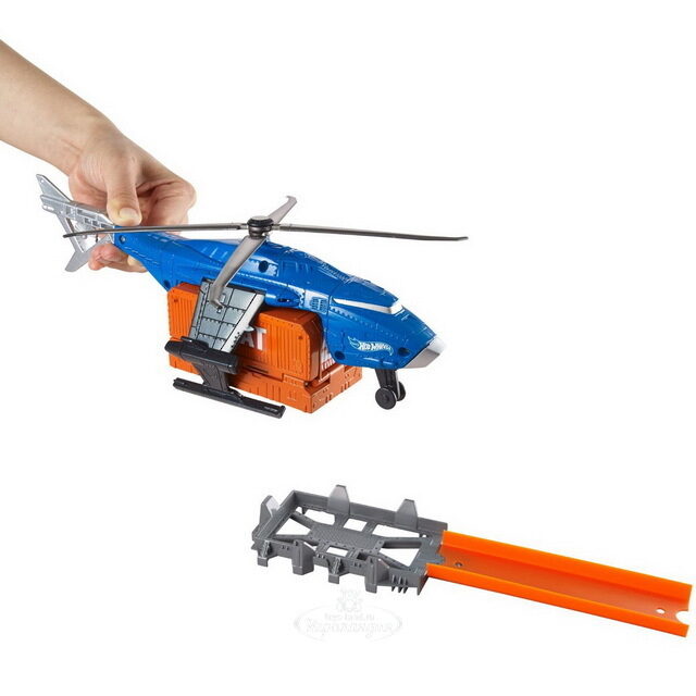Игровой набор Грузовой вертолет с контейнером и машинкой (Hot Wheels) Mattel