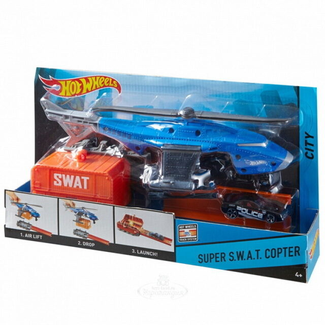 Игровой набор Грузовой вертолет с контейнером и машинкой (Hot Wheels) Mattel