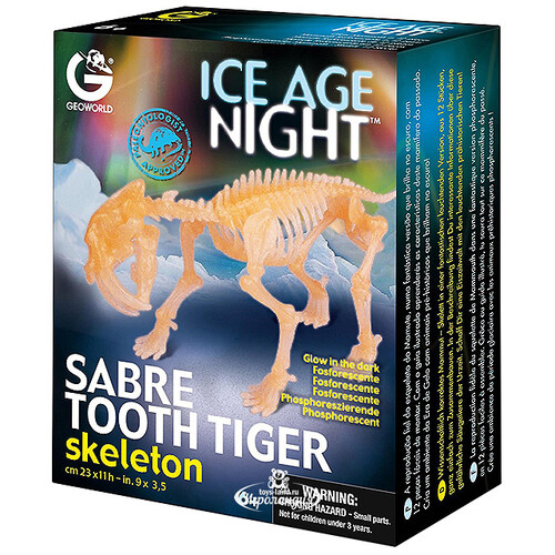 Сборная модель Светящийся скелет Саблезубого тигра, 26*11 см Geoworld