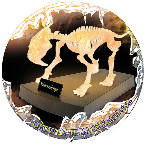 Сборная модель Светящийся скелет Саблезубого тигра, 26*11 см Geoworld