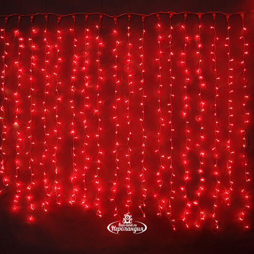 Световой дождь 2.5*1.5 м, 625 красных микроламп, прозрачный ПВХ, соединяемый, IP20 Snowhouse