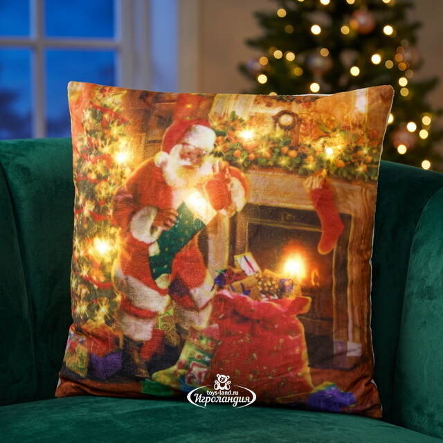 Новогодняя подушка с лампочками Christmas Eve 45*45 см, на батарейках Peha (Пеха)