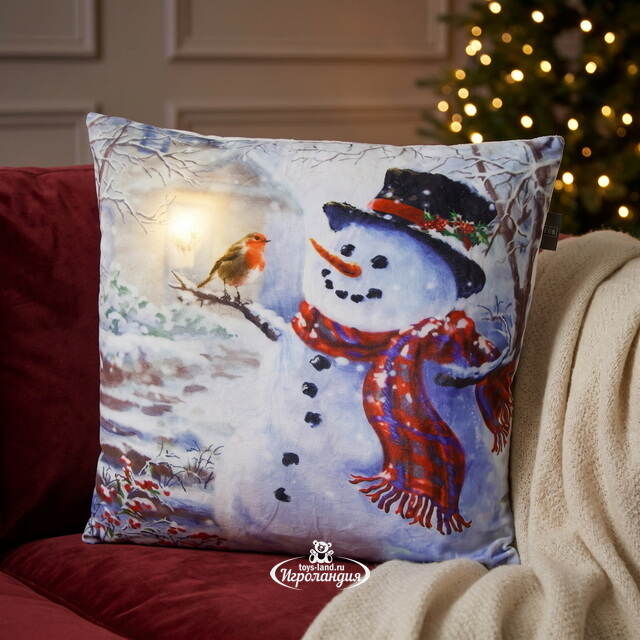 Новогодняя подушка с лампочками Xmas in Central Park 45*45 см, на батарейках Peha (Пеха)