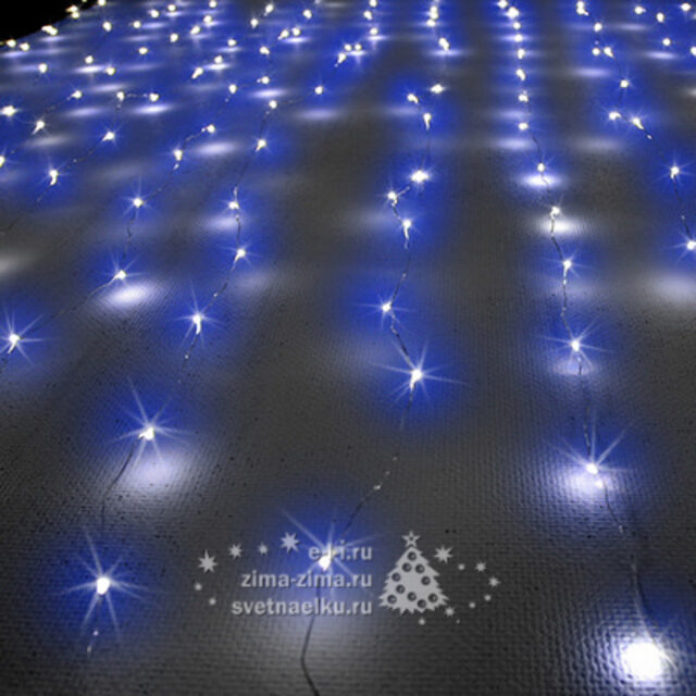 Светодиодный занавес Роса 1.6*1.6 м, 256 синих MINILED ламп, серебряная проволока BEAUTY LED (Бьюти Лэд)