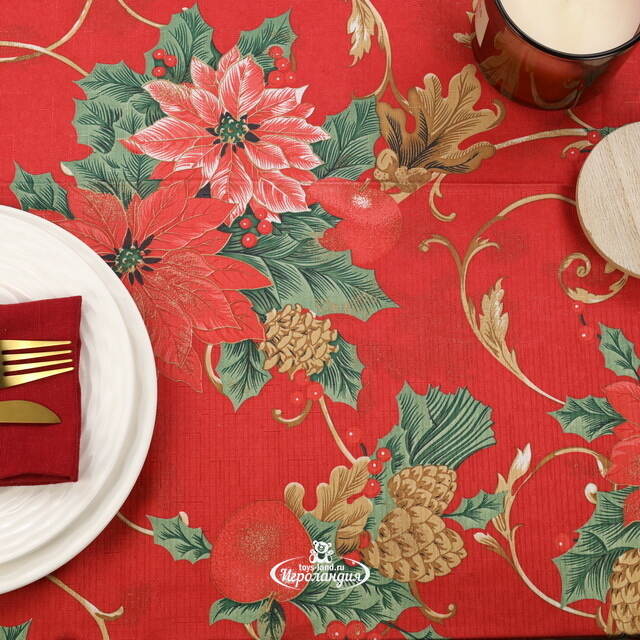Новогодняя скатерть Сказочные Цветы 180*130 см Koopman