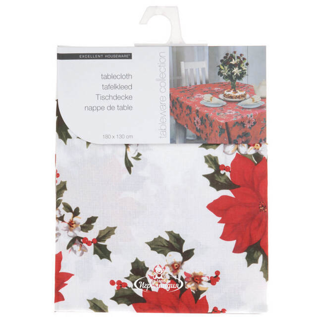 Новогодняя скатерть Магические Пуансеттии 180*130 см Koopman
