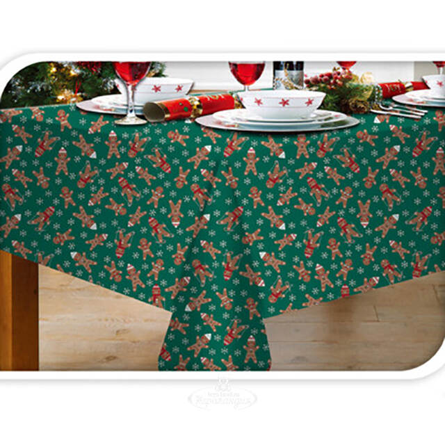 Новогодняя скатерть Пряничные человечки 180*130 см Koopman