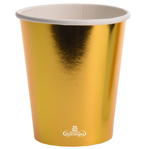 Бумажные стаканы Праздничный Блеск золотые 9 см, 8 шт, 250 мл Koopman