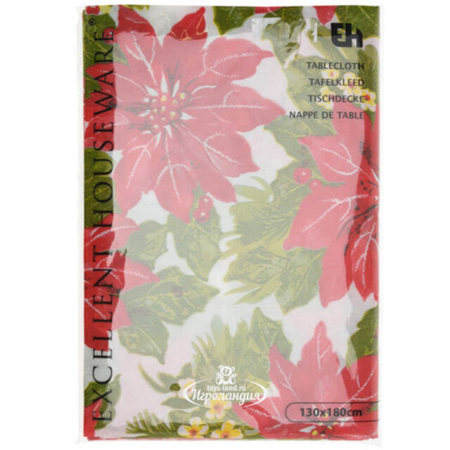 Новогодняя скатерть Алые Пуансеттии 180*130 см Koopman