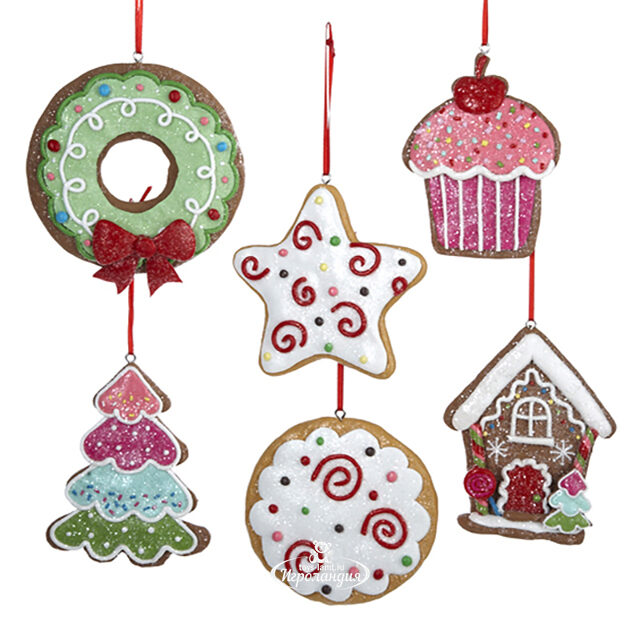 Набор елочных игрушек Christmas Gingerbread 9 см, 6 шт, подвеска Kurts Adler