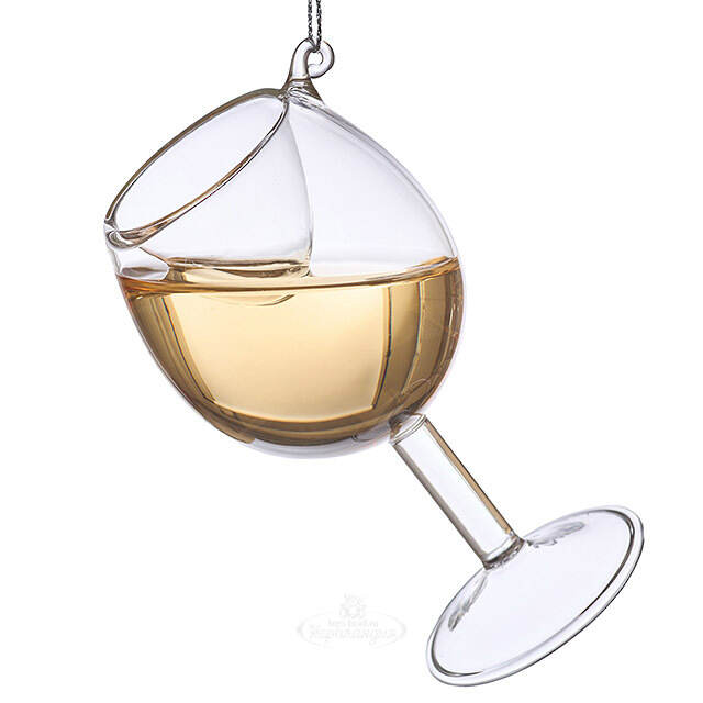 Стеклянная елочная игрушка Бокал Вина - Pinot Grigio 10 см, подвеска Kurts Adler