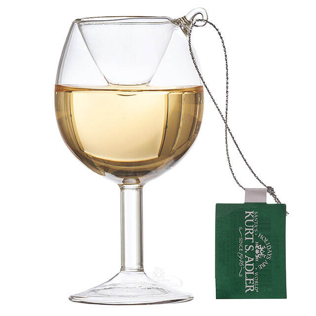Стеклянная елочная игрушка Бокал Вина - Pinot Grigio 10 см, подвеска Kurts Adler