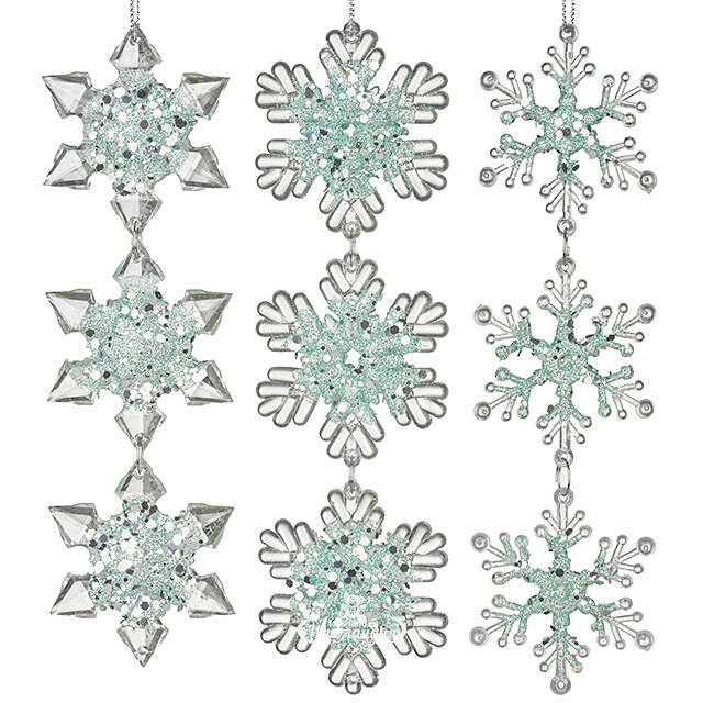 Набор елочных игрушек Снежинки Blumendorfo 21 см голубые, 3 шт, подвеска Kurts Adler