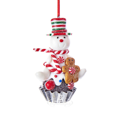 Елочная игрушка Снеговик - Christmas Cupcake 9 см, подвеска Kurts Adler
